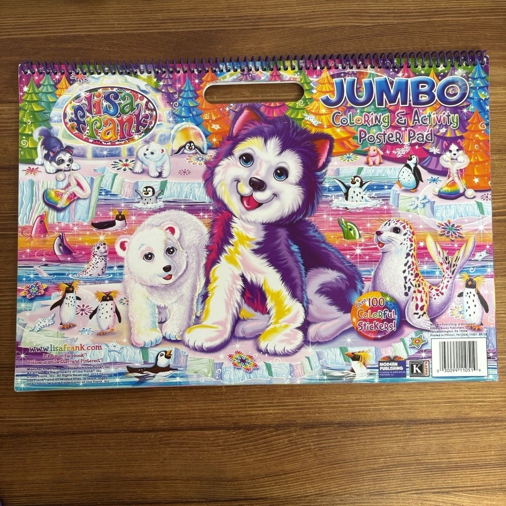 Lisa Frank Jumbo Coloring & Activity Poster Pad Stickers Kappa Unused Spiral
